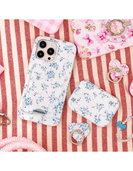 Cartera Magnética Velvet Caviar Floral Azul para iPhone 12/13/14/15 Cartera Magnética Velvet Caviar Floral Azul para iPhone 12/13/14/15