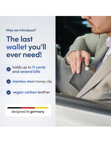 Cartera Slim Travando AUSTIN para Hombre con Clip y Bloqueo RFID