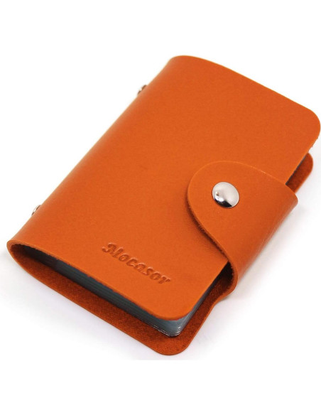 Porta Tarjetas de Crédito Mocasor de Cuero PU Naranja 24 Ranuras Porta Tarjetas de Crédito Mocasor de Cuero PU Naranja 24 Ranuras