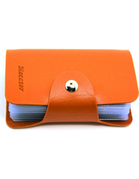 Porta Tarjetas de Crédito Mocasor de Cuero PU Naranja 24 Ranuras Porta Tarjetas de Crédito Mocasor de Cuero PU Naranja 24 Ranuras
