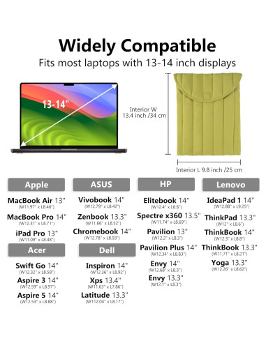Funda para Laptop Linpr 13-14" Verde-Raya Impermeable