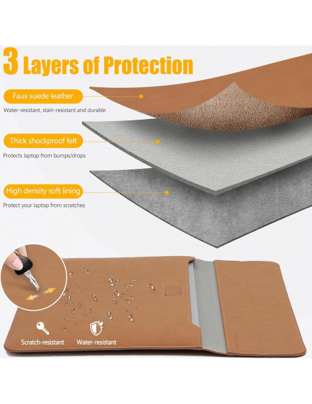 Funda para Laptop 13.3-14" HYZUO Marrón con Soporte Funda para Laptop 13.3-14" HYZUO Marrón con Soporte