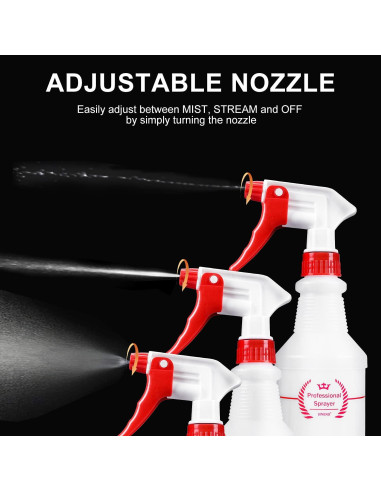 Botellas de Spray Uineko 500 ml (Paquete de 4) Ajustables