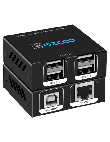Extensor USB 50m EZCOO HUB 4 Puertos USB2.0 sobre Ethernet Extensor USB 50m EZCOO HUB 4 Puertos USB2.0 sobre Ethernet