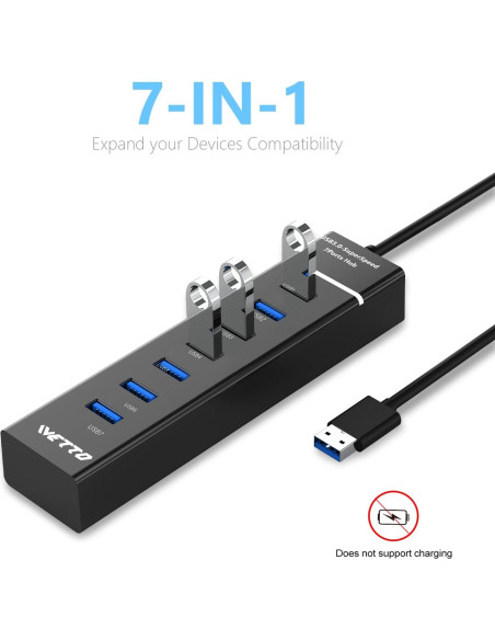 Hub USB 3.0 IVETTO 7 Puertos con Cable de 1.01m para PC Hub USB 3.0 IVETTO 7 Puertos con Cable de 1.01m para PC