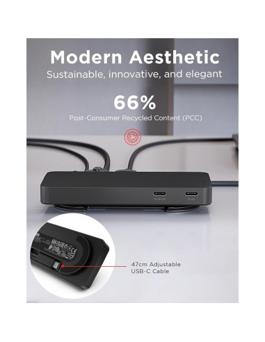 Dock de Viaje USB-C Lenovo - 7 Puertos, Duales Pantallas 4K