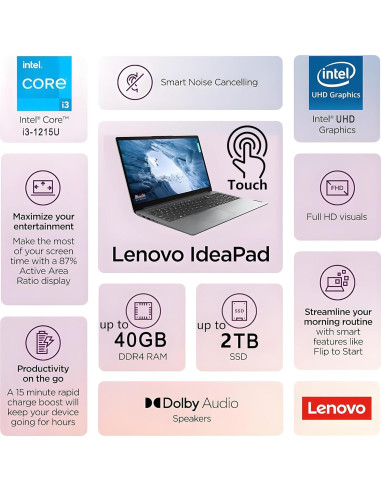 Laptop Lenovo Ideapad 15.6" FHD Táctil 24GB RAM 1TB SSD