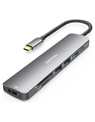 Adaptador Multiport USB C 7 en 1 UANTIN con HDMI 4K y 100W PD