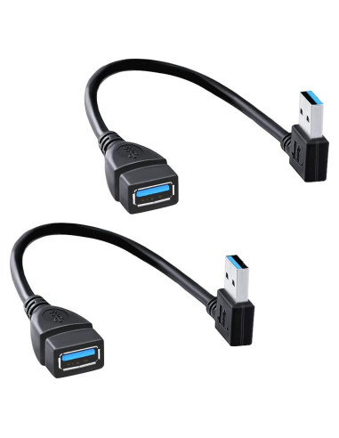 Cable de Extensión USB 3.0 Macho a Hembra 90 Izquierdo y Derecho 2PCS