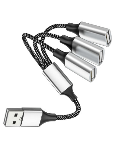 Divisor USB Fidioto 1 Macho a 3 Hembras 25.4cm - Adaptador de Carga y Datos