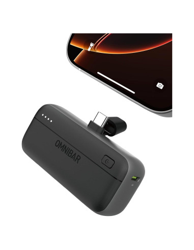 Cargador Portátil Omnibar 5000mAh USB-C Integrado Negro