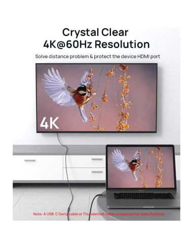 Cable Extensión USB C 2M JSAUX Carga Rápida 100W 10Gbps