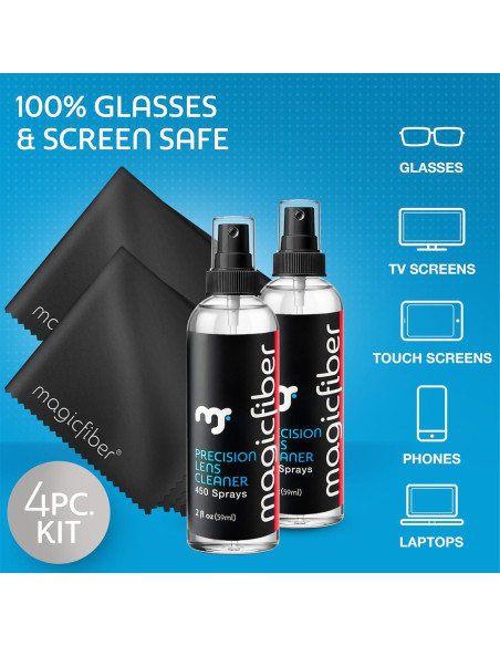 Kit de Limpieza de Gafas MagicFiber 17 Piezas - 2 Aerosoles 59ml + 15 Paños Microfibra Kit de Limpieza de Gafas MagicFiber 17 Piezas - 2 Aerosoles 59ml + 15 Paños Microfibra