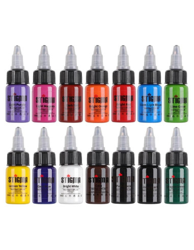 Juego de Tinta para Tatuajes STIGMA 14 Colores 15 ml