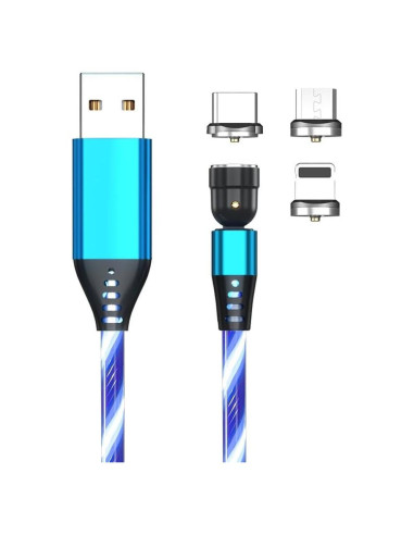 Cable de carga magnético Reflex Power 1M 3-en-1 con LED