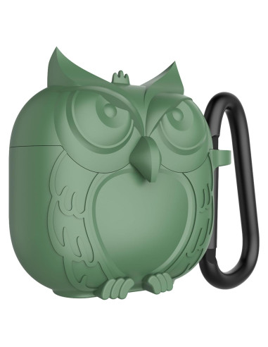 Funda de Silicona HOOKMEMO para AirPods 4 - Diseño Búho Verde