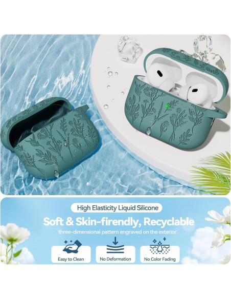 Funda protectora Ekoonpft para AirPods Pro 1/2 generación - Verde Pino Funda protectora Ekoonpft para AirPods Pro 1/2 generación - Verde Pino