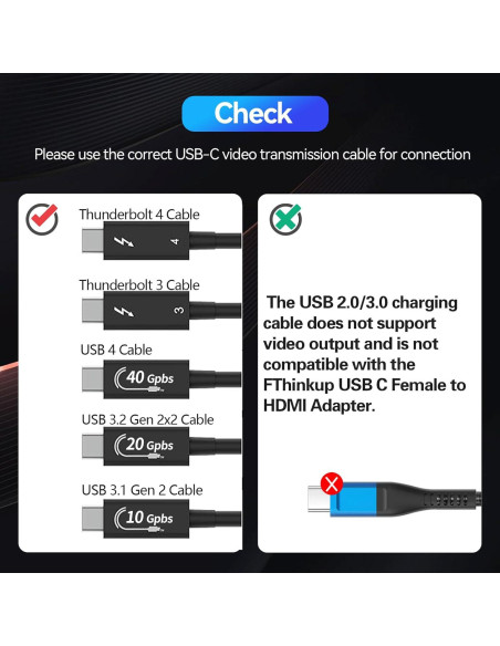 Adaptador USB-C a HDMI 4K FBesteam 1m Plug & Play Adaptador USB-C a HDMI 4K FBesteam 1m Plug & Play
