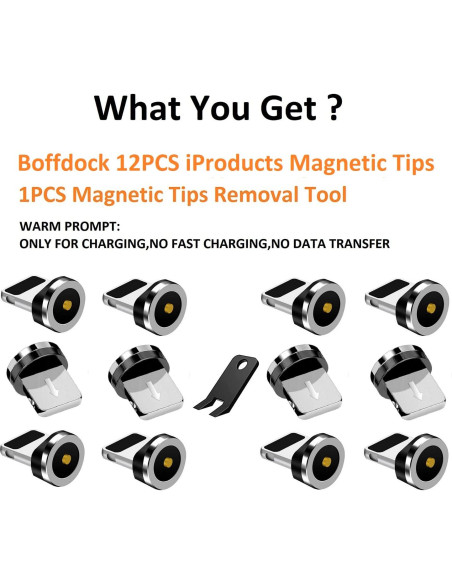 Consejos de Carga Magnética Boffdock 1-Pin 12 Piezas iProducts Consejos de Carga Magnética Boffdock 1-Pin 12 Piezas iProducts