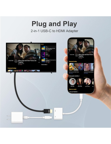 Adaptador USB C a HDMI SUPVOL 4K para iPhone 15/16 y MacBook Adaptador USB C a HDMI SUPVOL 4K para iPhone 15/16 y MacBook