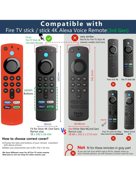 Funda de Control Remoto Pinowu para Firestick 4K Alexa - Rojo y Azul Funda de Control Remoto Pinowu para Firestick 4K Alexa - Rojo y Azul
