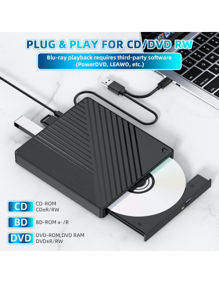 Unidad Blu-ray Externa LLMHHKYK 5-en-1 USB 3.0 y USB-C Unidad Blu-ray Externa LLMHHKYK 5-en-1 USB 3.0 y USB-C