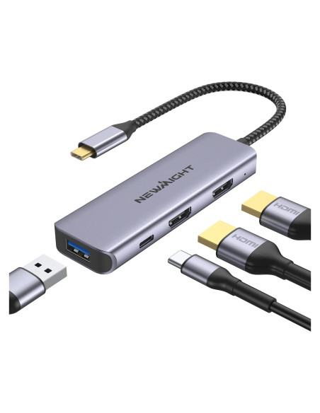 Adaptador USB C a HDMI Doble Newmight 4K 30Hz con Carga 100W Adaptador USB C a HDMI Doble Newmight 4K 30Hz con Carga 100W