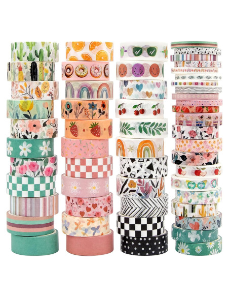 55 Rollos de Cinta Washi MOOKER Bohemia Decorativa 15mm 55 Rollos de Cinta Washi MOOKER Bohemia Decorativa 15mm