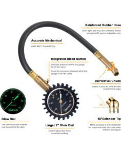 Medidor de Presión de Neumáticos AstroAI 0-4.14 bar 2" 2