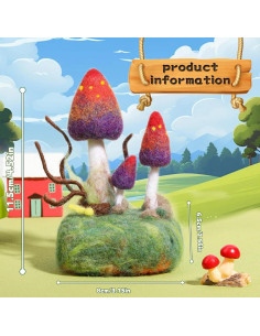 Kit de Fieltro de Agujas Yizzvb Champiñón 9 Piezas para Adultos 2