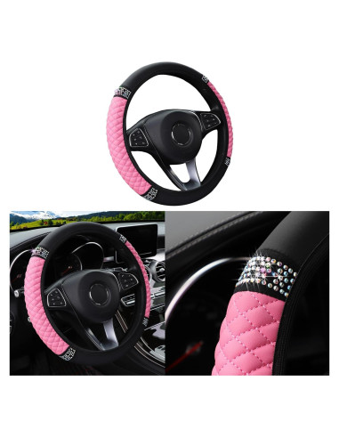 Cubierta de Volante de Coche Brillante Couslcd Rosa 38 cm