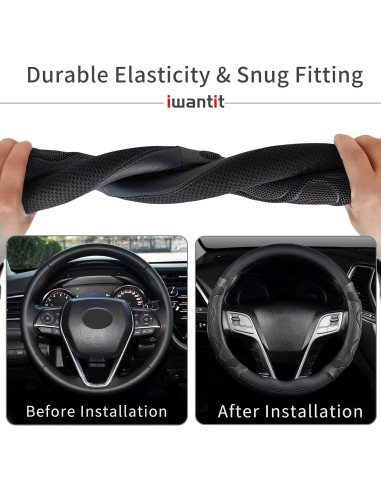 Funda de Volante Iwantit 3D Antideslizante 14.5-15" Negra