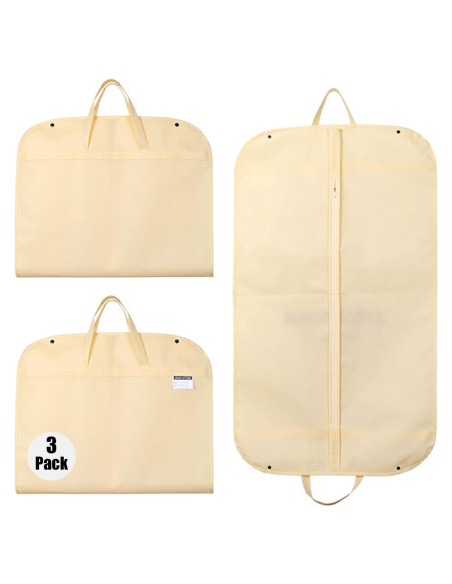 Set de 3 Fundas de Ropa Portátiles Axceroh 96.5x55.9cm Beige Set de 3 Fundas de Ropa Portátiles Axceroh 96.5x55.9cm Beige