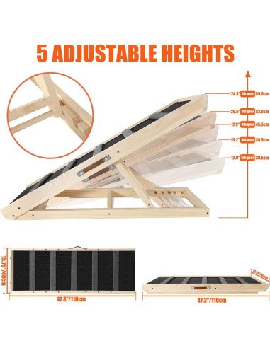 Rampa Plegable para Perros GaliGali 110 cm Antideslizante