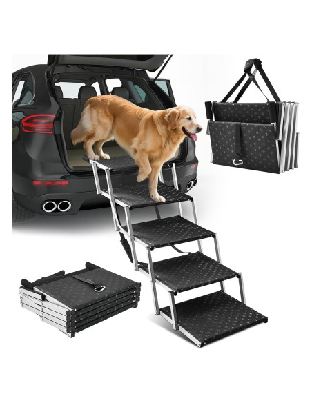 Rampas Plegables para Perros SakerPlus - Soporta 90kg, 5 Pasos Rampas Plegables para Perros SakerPlus - Soporta 90kg, 5 Pasos
