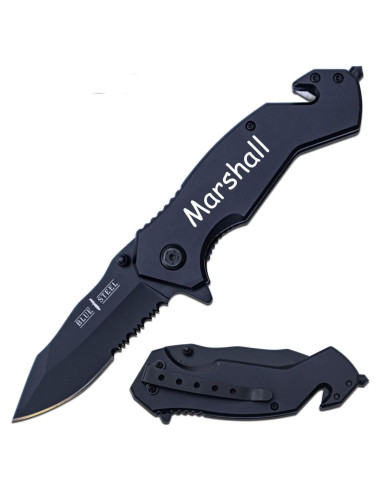 Cuchillo de Bolsillo Acero Azul Multifuncional Negro 8.26 cm