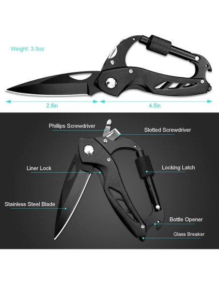 Multiherramienta Joycube 6 en 1 con Mosquetón y Cuchillo Plegable Multiherramienta Joycube 6 en 1 con Mosquetón y Cuchillo Plegable