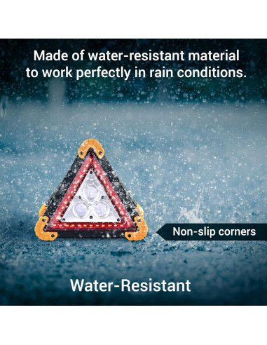 Triángulo de Advertencia LED Thehitdeal - Resistente al Agua, 4 Modos