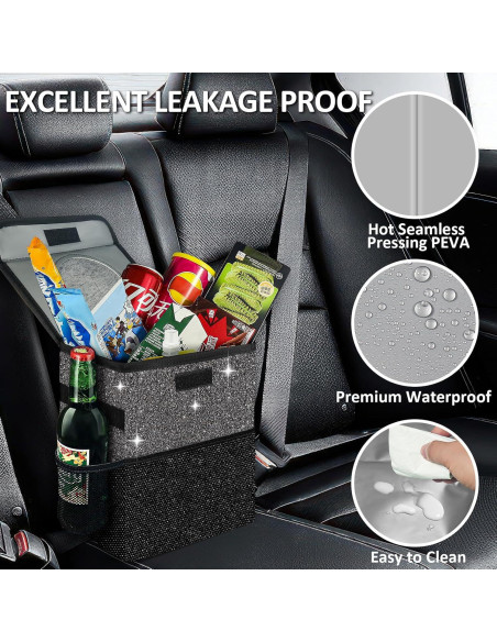 Cubo de Basura para Auto BAOGCOYO 9.46L Impermeable Negro Cubo de Basura para Auto BAOGCOYO 9.46L Impermeable Negro
