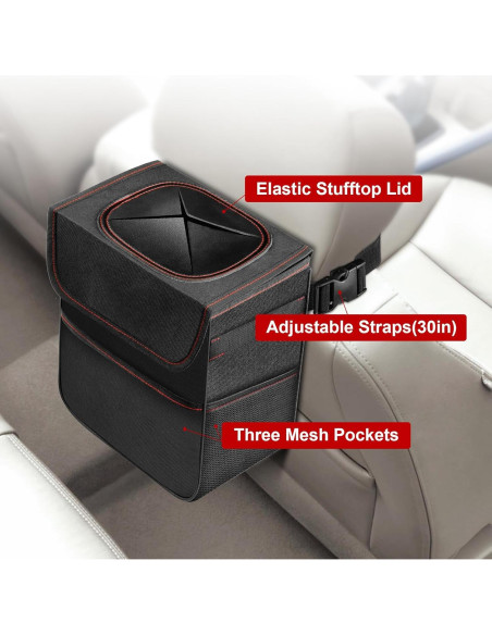 Bote de Basura para Auto Simple Deluxe 2L Impermeable Negro Bote de Basura para Auto Simple Deluxe 2L Impermeable Negro