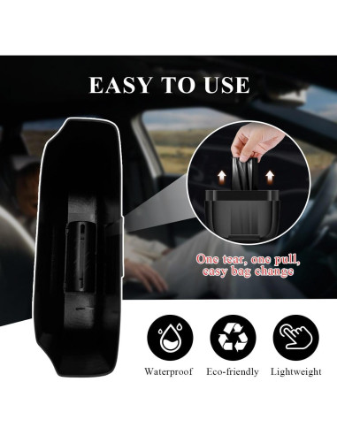 Basurero de coche Gasedin con tapa y 30 bolsas, negro