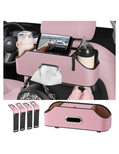 Organizador de Asiento Trasero Sancaral Rosa con 2 Portavasos