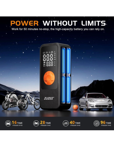 Compresor de Aire Portátil ZUZEE-Q13 150PSI con Luz LED