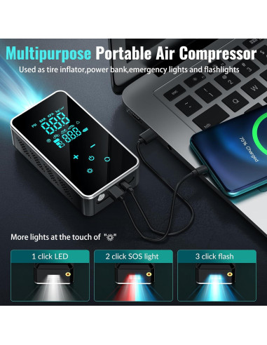 Compresor de Aire Portátil Lamfurart YX15 Pro Max 18000mAh 150 PSI