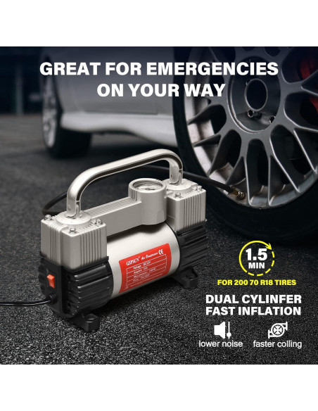 Compresor de Aire GSPSCN 12V 150PSI Doble Cilindro Portátil Compresor de Aire GSPSCN 12V 150PSI Doble Cilindro Portátil