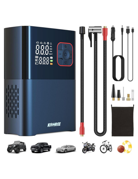Compresor de Aire Portátil Kohree 58 LPM 150 PSI Batería 20000mAh Compresor de Aire Portátil Kohree 58 LPM 150 PSI Batería 20000mAh