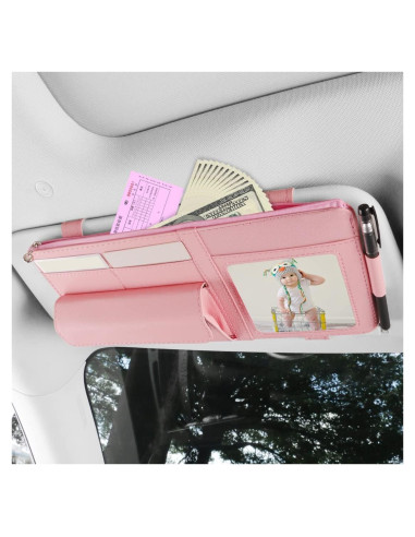 Organizador de Visera de Coche SEMBEM Rosa con Marco de Fotos