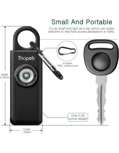 Alarma de Seguridad Personal Thopeb 130dB con Luz SOS - Llavero
