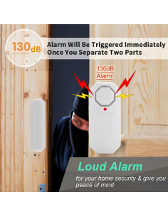 Alarma Inalámbrica de Puerta y Ventana Evernary - 6 Sensores + 2 Remotos 2