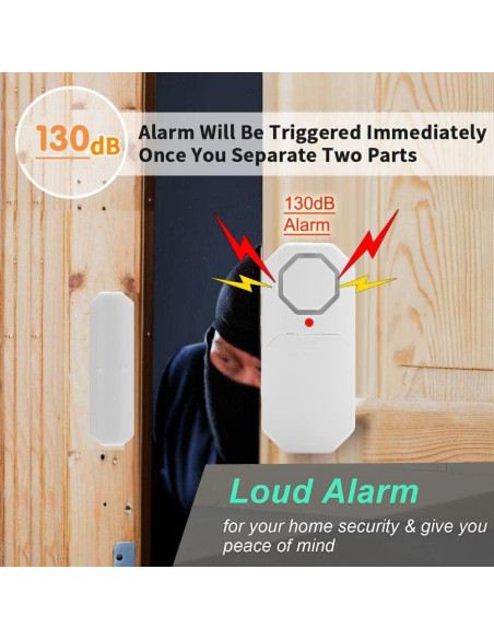 Alarma Inalámbrica de Puerta y Ventana Evernary - 6 Sensores + 2 Remotos Alarma Inalámbrica de Puerta y Ventana Evernary - 6 Sensores + 2 Remotos
